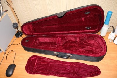 Braly Geigenkoffer blau & schwarz Canvas mit rotem Samt-Innenseite & Rucksackgurten