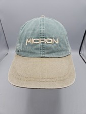 Micron Technology Embroidered Dad Cap Hat Green Beige Semiconductor Vintage
