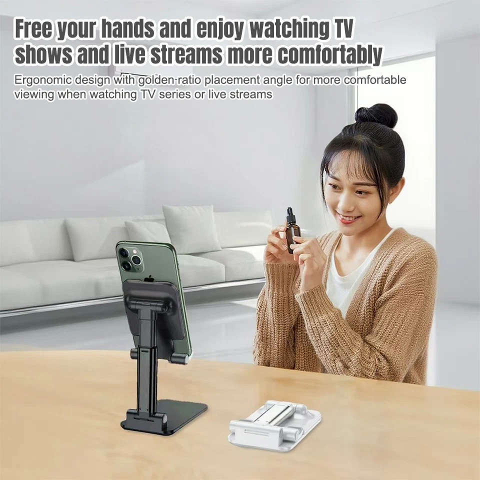 Adjustable Cell Phone Stand Holder Desk Dock Mount For iPad iPhone Kindle Tablet - Image 2 of 4