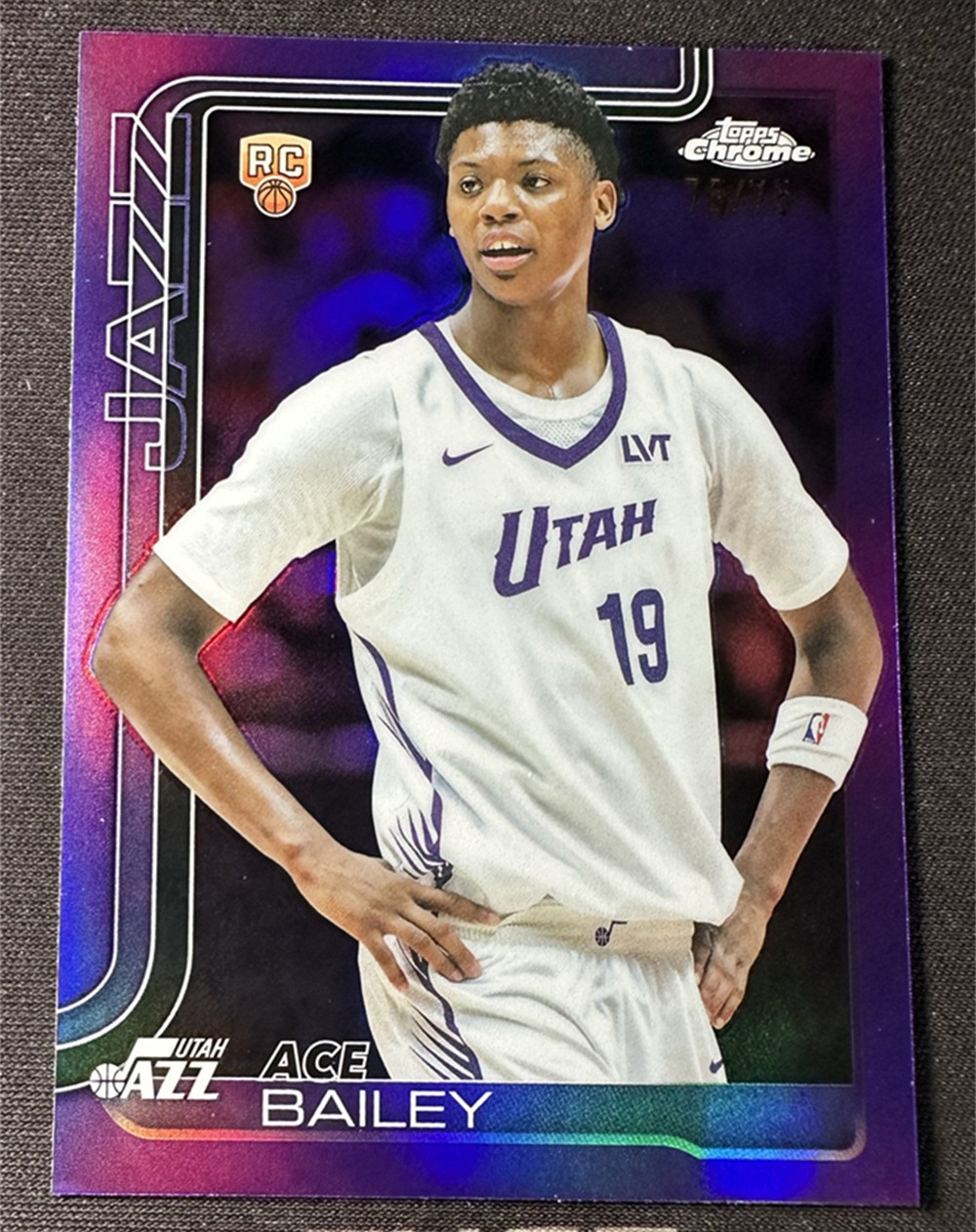 2025-26 Topps Chrome Ace Bailey #255 Purple Refractor Rookie RC /75