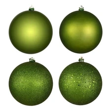 Vickerman 12" 4-Finish Ball Ornament Assortment in Juniper Green (Set of 4)