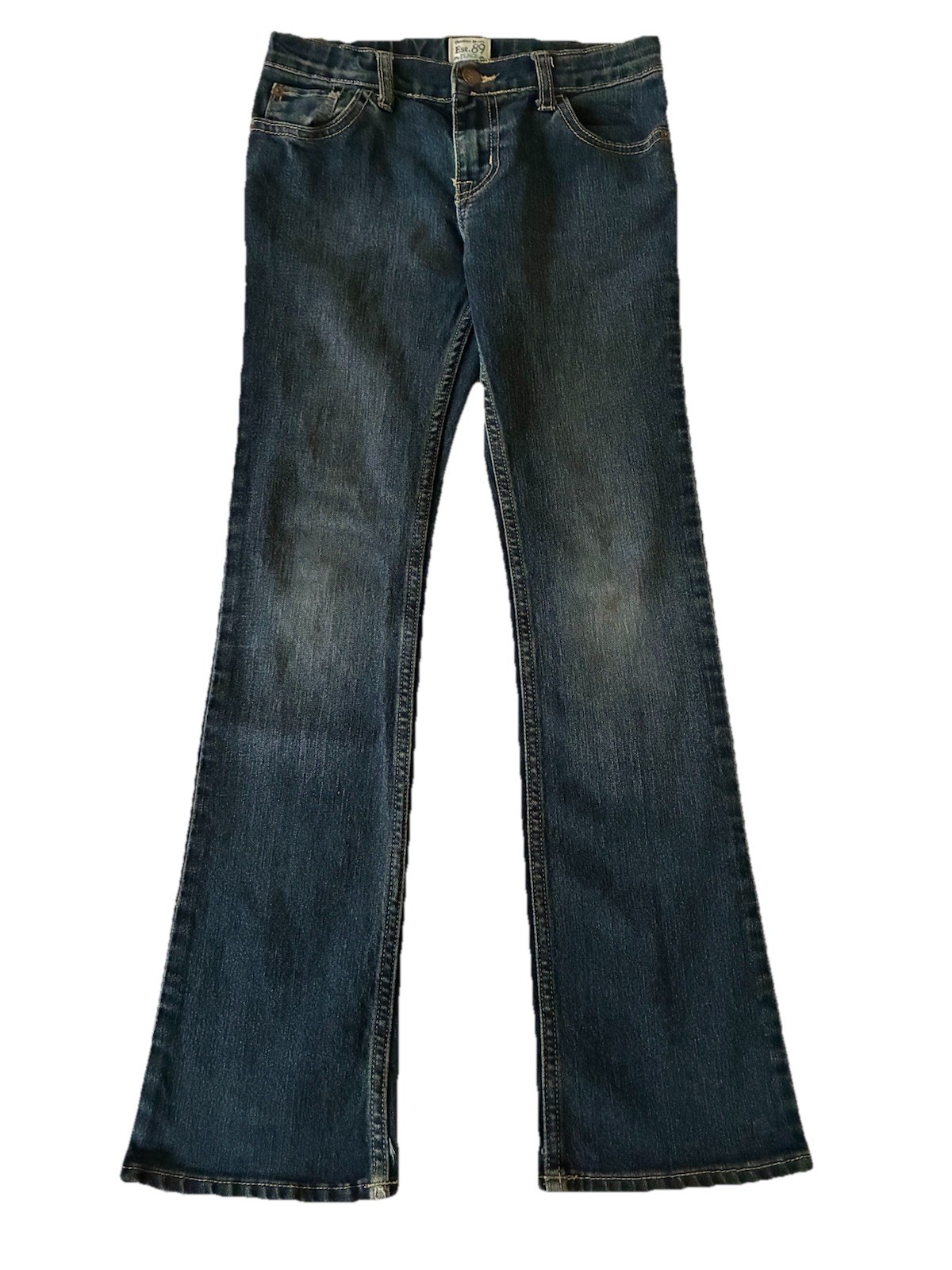12 Blue Stretch Denim Heart Embroidery