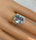 10 CT Natural Blue Topaz Pearl Halo Ring 14 Karat Gold Flower Filigree Art Deco — photo 3