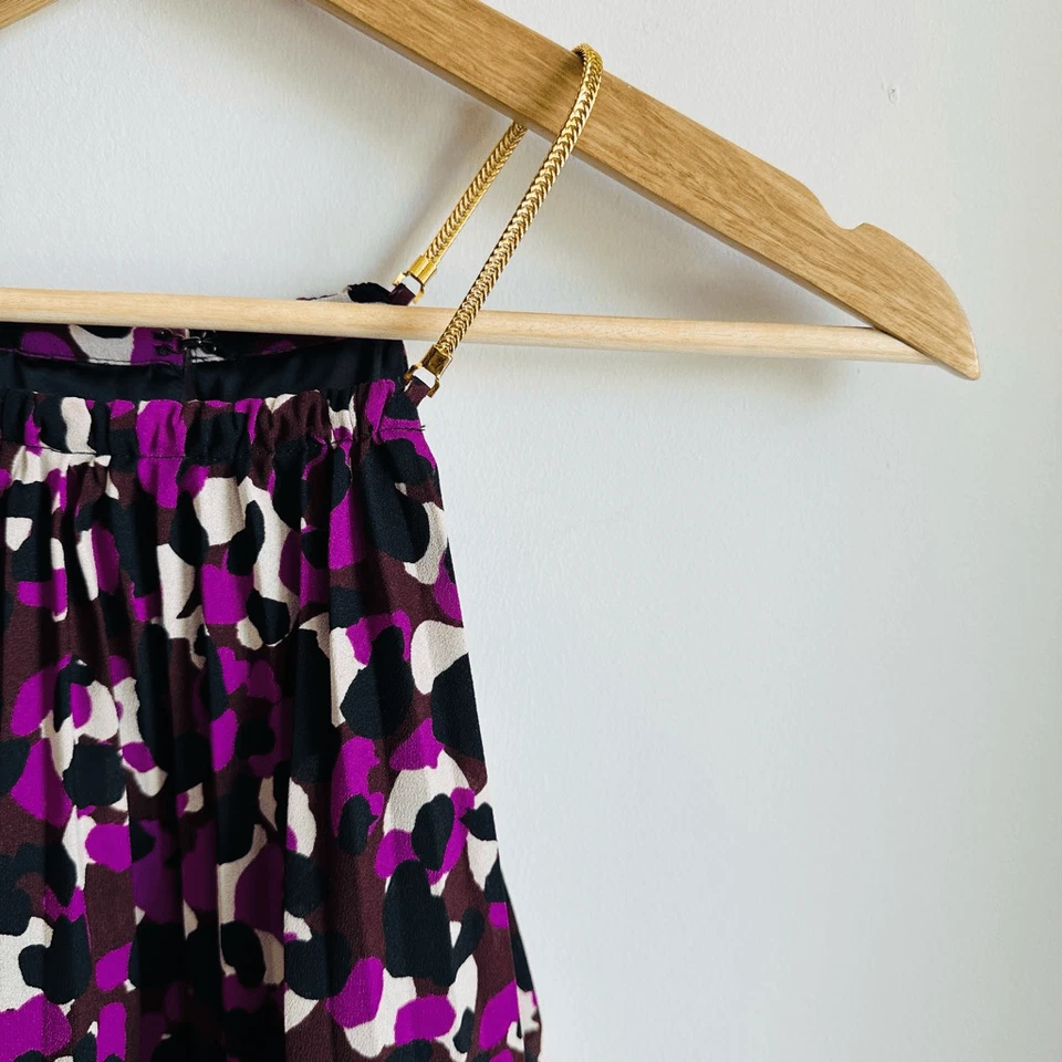 Trina Turk Multicolor Estampado Animal Halter Top Cadena Dorada Correas Talla Pequeña Foto 2 de 4