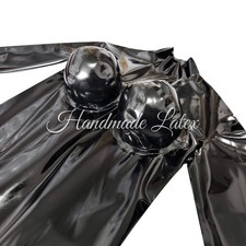 Latex Catsuit with Inflatable Boobs Men Cross-dressing Bodysuit Back zipper