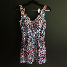 Maxine of Hollywood Multicolor Brush Stroke One Piece Swimdress Women s 8