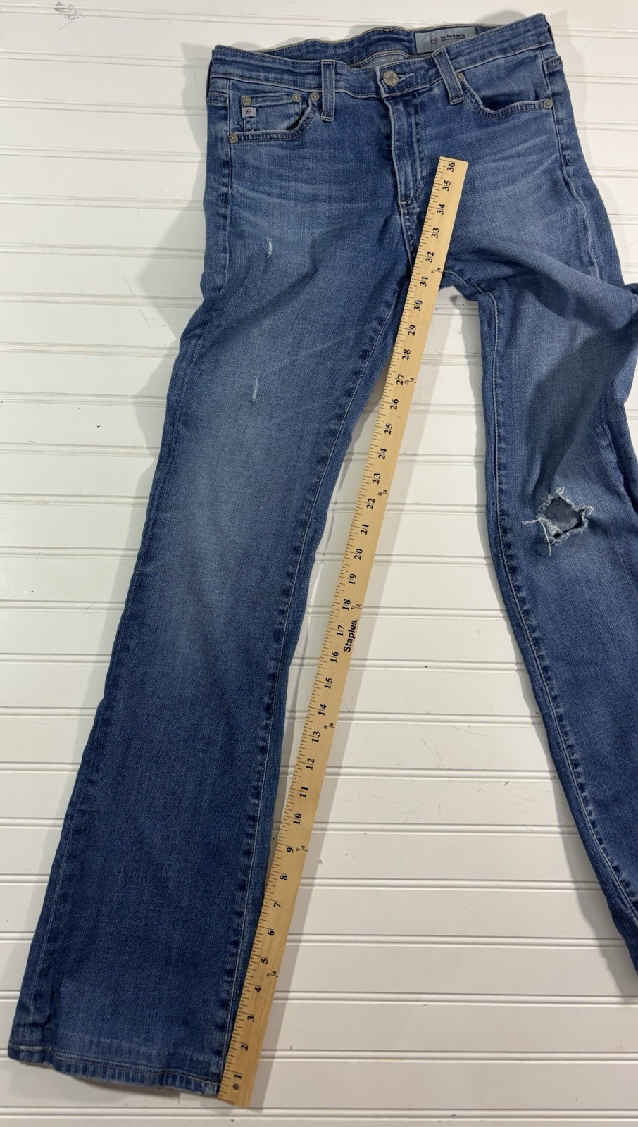 AG Adriano Goldschmied The Angel Bootcut Jeans Denim Size 27R Distressed thumbnail 15