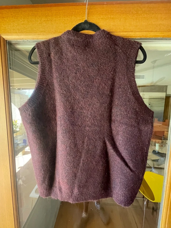 Vintage J. Chaleco Suéter Crew (L) Lana Mohair Púrpura Tejido Foto 3 de 4