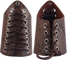 Leather Gauntlet Wristband Medieval Bracers Snakeskin Viking Wrist Guards Arc...