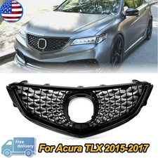 For 2015-2017 ACURA TLX 2018 Style Front Honeycomb Grille Gloss Black Grill