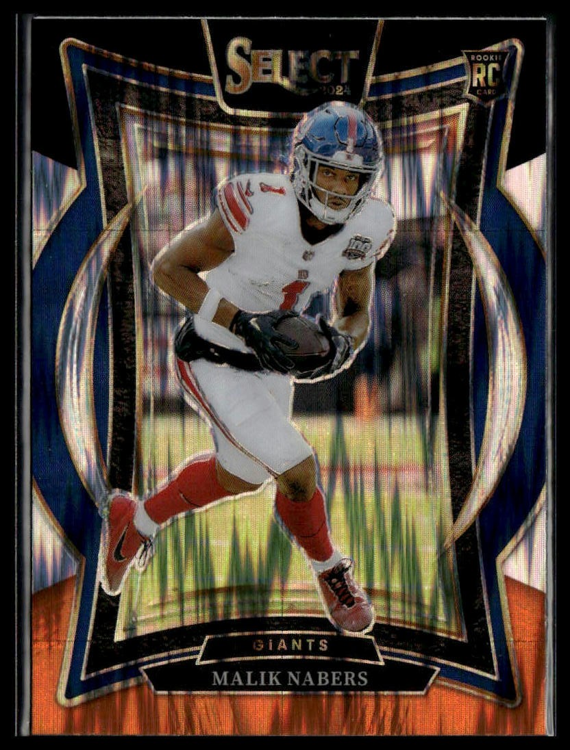 2024 Panini Select #29 Malik Nabers Black & Orange Prizm Shock