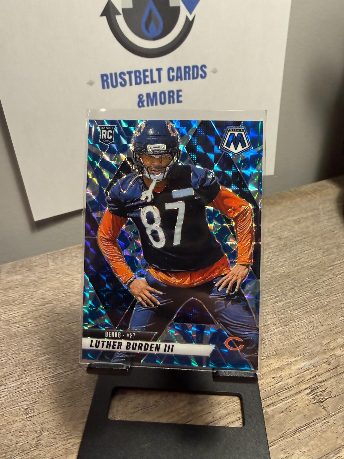 Luther Burden III 2025 Panini Mosaic Reactive Blue 383 Chicago Bears Rookie