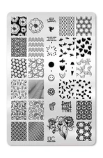 UBER CHIC UC 19-01 Nail Stamp Plate UberChic Floral Flower Modern Smiley Face
