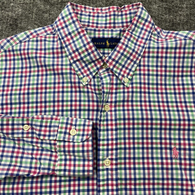 Ralph Lauren Shirt Mens Extra Large Red Plaid Button Up Long Sleeve Office