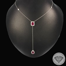 Wert 2690 € Brillant Rubin Collier 750 18 Karat Weiß Gold xxyy