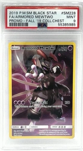 PSA 9 Armored Mewtwo 2019 Pokemon Black Star Promo SM228 Collectors Chest