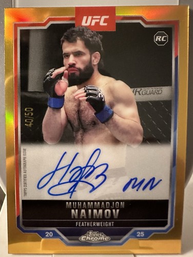 2025 Topps Chrome UFC - Chrome Rookie Autographs Muhammadjon Naimov Gold /50