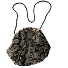 Black Velvet Baroque Floral Special Occasion Handbag With Tassle