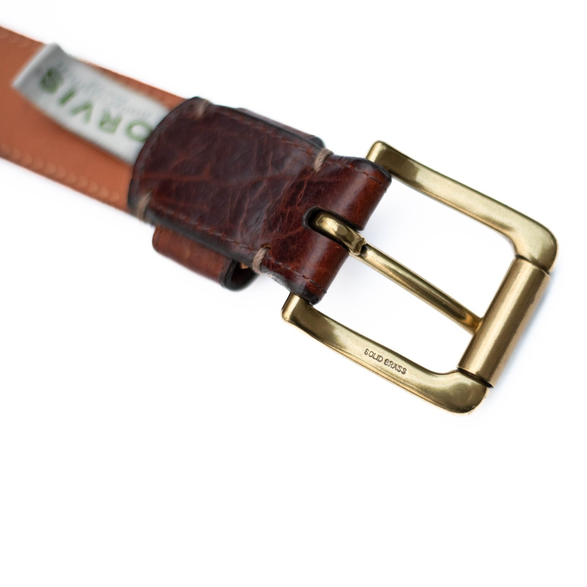 Vtg Orvis Brown Embossed Leather Belt Men display picture 1