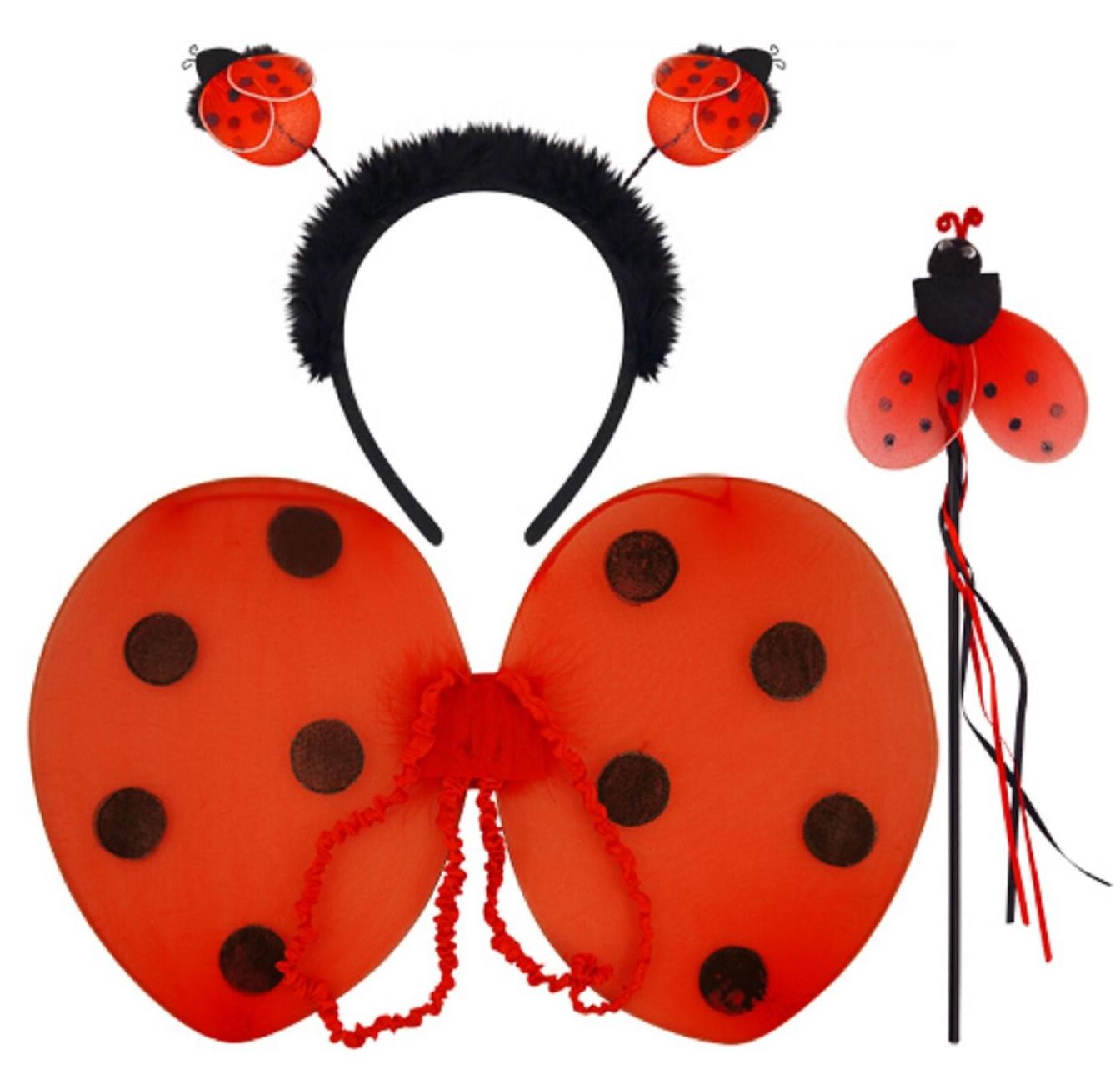 3 Piece Ladybird Wings Set Lady Bug World Book Day Insect Fancy Dress