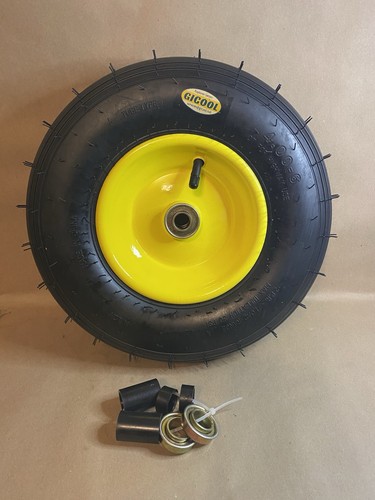 4.00-6 Tire Wheel 13" Wheelbarrow Pneumatic Tire 5/8" & 3/4" Bearings Yellow Rim