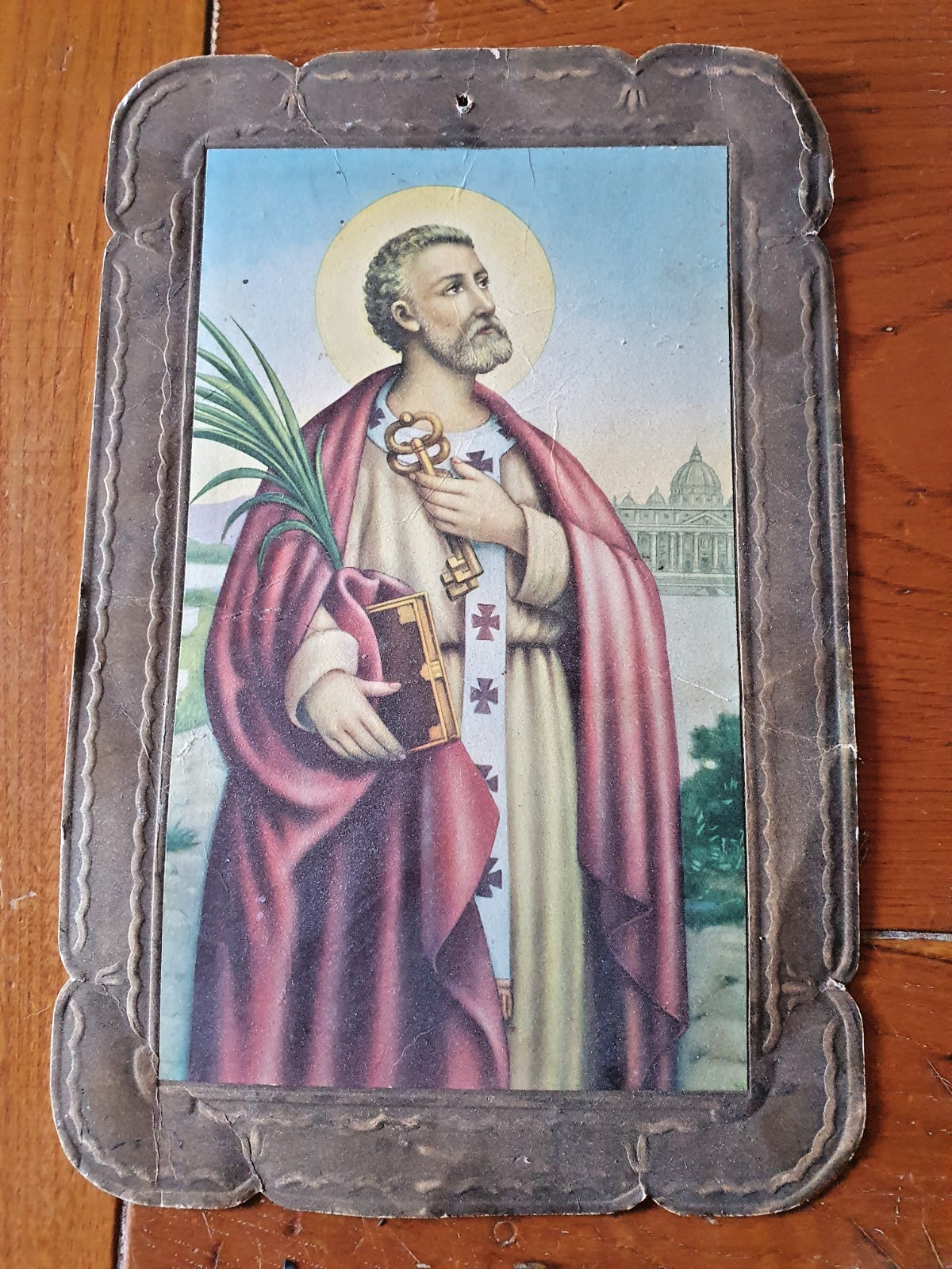 Santino SAN PIETRO APOSTOLO, veste viola, chiavi del regno e palma del martirio