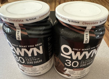 Lot of Two OWYN 30g Plant Protein Powder Zero Sugar Chocolate Flavor 1.32 lb