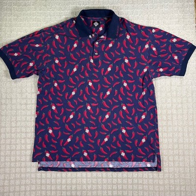 Tabasco navy chili pepper print polo shirt xl