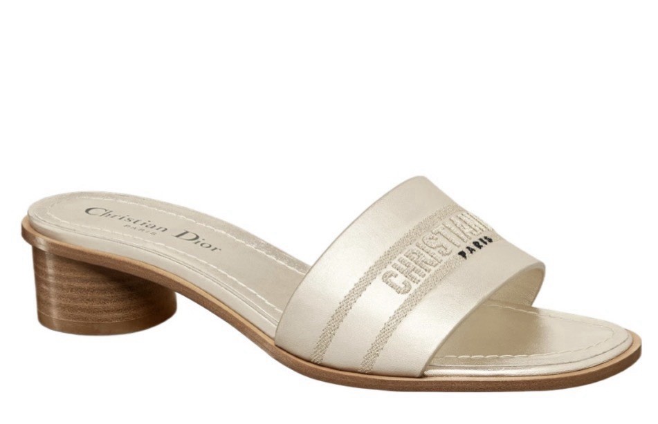 Christian Dior Dway Gold Calfskin Slide Sandals Women’s Authentic Designer Lux