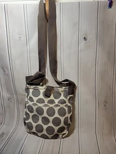 Thirty-One Retro Metro Womans Handbag Polka dot Gray w/frayed edges (retired)