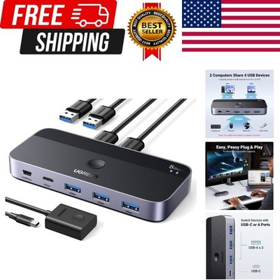 USB 3.0 Switch 2 Computers Sharing USB C & A Devices, 4 Port USB Switcher Sha...