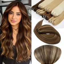 Weave Human Hair Weft Hair Extensions Hand Ties Sew in Thick Remy Hair 16"-28"