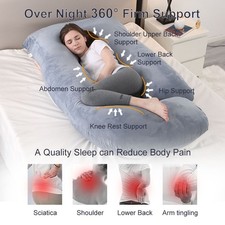 Ergonomic J-Shaped Maternity Pillow Full Body Pregnancy Support Sleeping Cushion