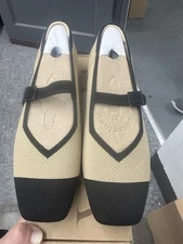 New Vivaia Margot Mary Jane Nude Peach Tan & Black Square Toe Size US 10.5