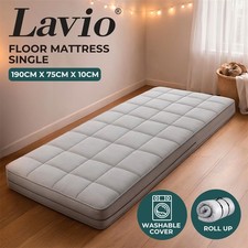 Lavio Folding Floor Mattress Bed Topper Single 10cm Roll Up for Caravan Camper