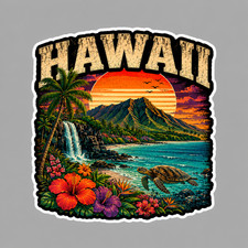Hawaii Sticker Vinyl Decal Sea Turtle Tropical Beach Diamond Head Paradise 5