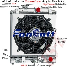 3-Row Radiator Shroud+Fan For 1992-2000 Honda Civic D15 D16 EK Integra Del Sol