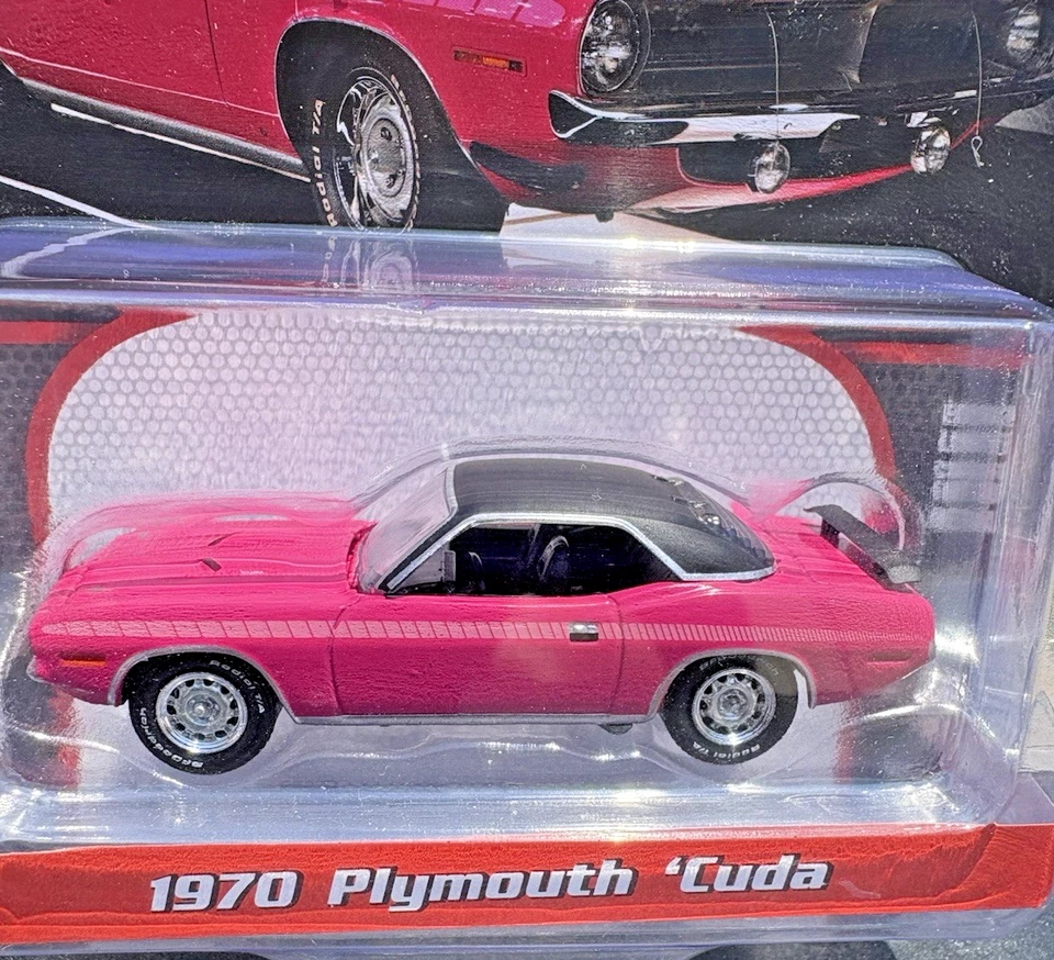 Greenlight Pink 1970 Plymouth Cuda Barrett Jackson 1/64  Foto 2 de 4