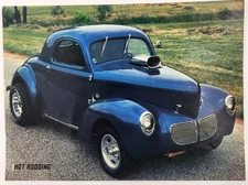 1977-1940 Willys Coupe Gasser Custom Hot Rod Blue Original Two Page Print Ad 40s