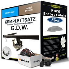 Für FORD Escort Cabrio VI ALL Anhängerkupplung abnehmbar +eSatz 13pol uni. 94-00