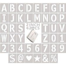 2 Inch Letter Stencils and Numbers: 42 PCS Symbol Alphabet Craft 2 inch, Grey