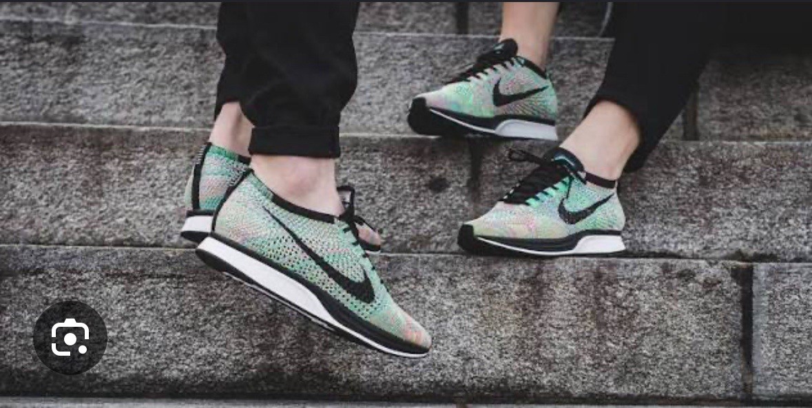 New 10.5 Nike Flyknit Racer 2.0 Multicolor Green Strike Blue  display picture 1