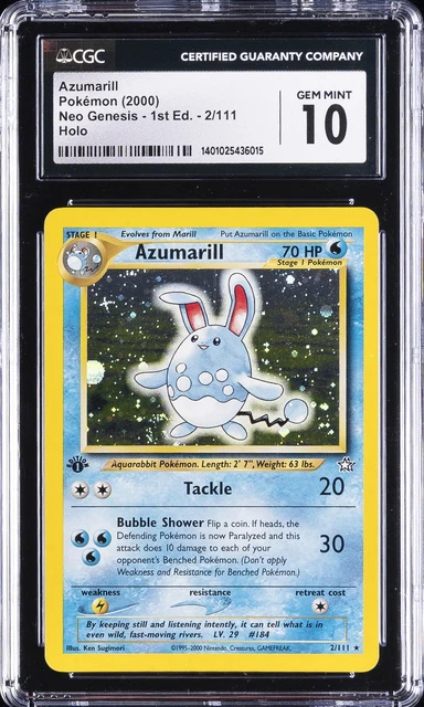 2000 POKEMON NEO GENESIS - 1ST ED. HOLO #2/11 AZUMARILL CGC 10 GEM MINT