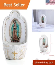 Waterproof Porcelain Holy Water Font with Exquisite Our Lady of Guadalupe Design