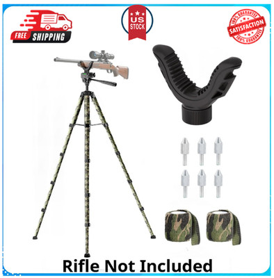 74  Rifle Shooting Tripod Hunting Rest V Yoke with Ground Spikes Aluminum Stand