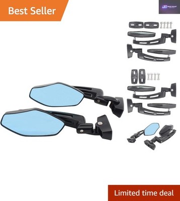 2er Set verstellbare schwarze Rennspiegel für Honda, Kawasaki, Suzuki Motorräder