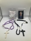 Lot Of 4 White Black Purple Plastic Catholic Rosary — photo 1