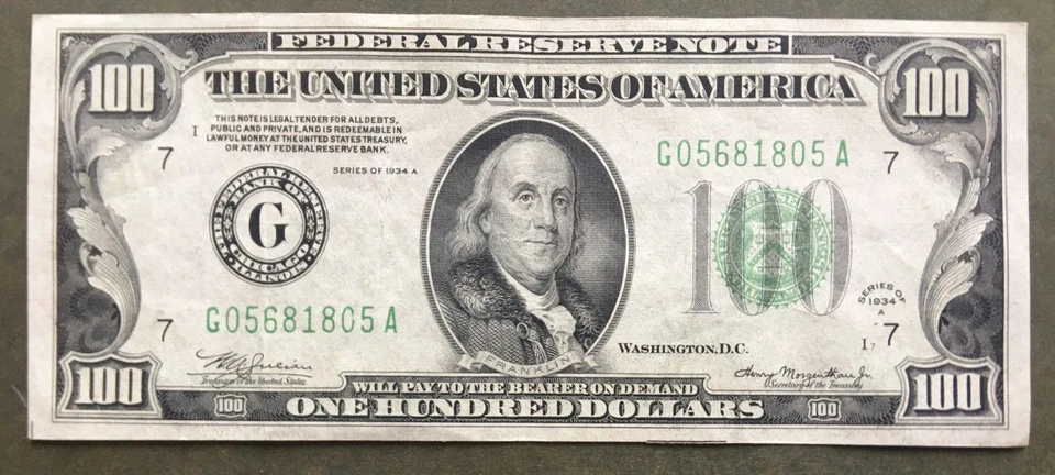 1934A $100 FRN ~ CHICAGO ~ MULE ~Fr. 2153-Gm ~ PCGS 40PPQ ~ G  0 5 6 8 1 8 0 5 A - Image 3 of 4