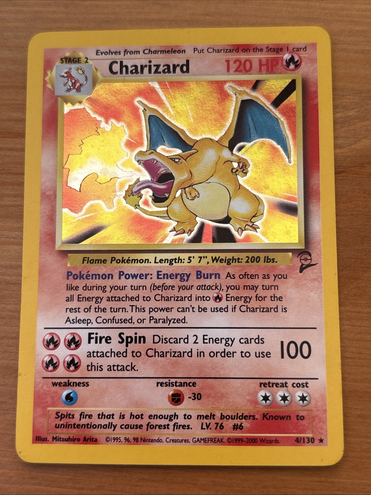 Charizard 4/130 Holo Rare Base Set 2 Pokemon Moderately Played