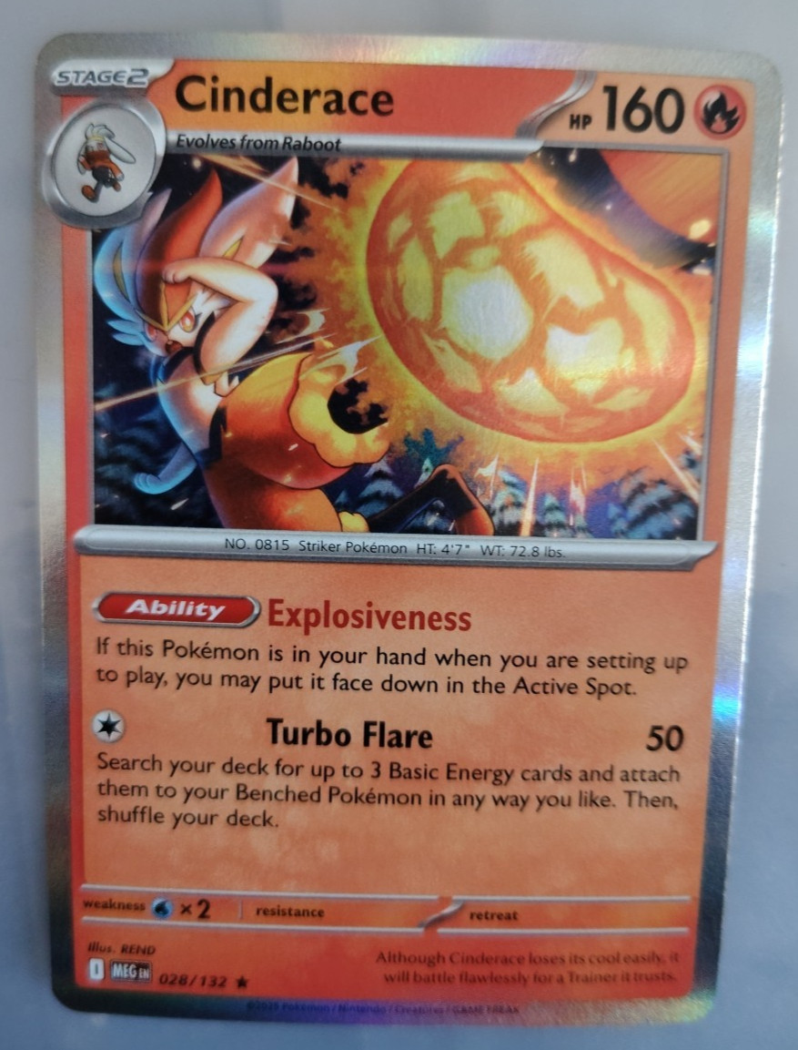 Cinderace 028/132 ME01 Mega Evolution Holo Rare Near Mint
